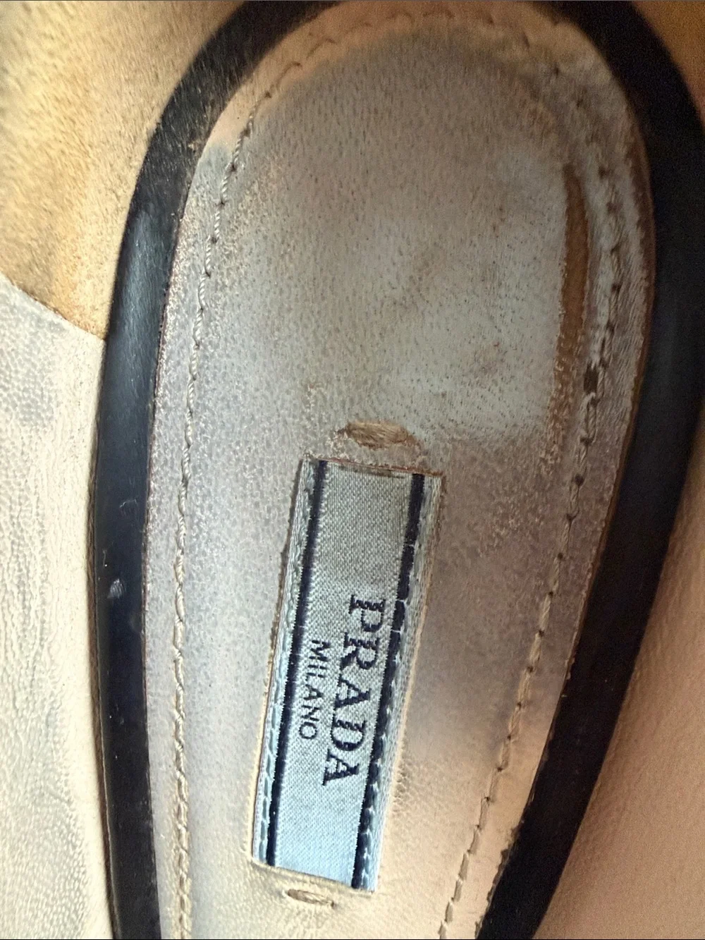 Prada Black Suede Peep Toe Pumps Blue Heels Size 39.5